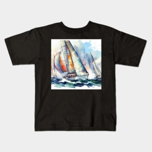 Abstract looking illustration of a sailboat race Kids T-Shirt